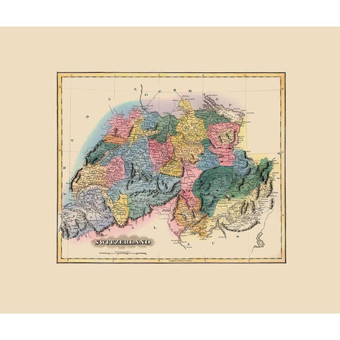 Switzerland - Lucas 1823 Gold Ornate Wood Framed Art Print with Double Matting by Lucas