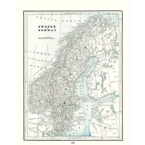 Sweden Norway - Rathbun 1893 Black Modern Wood Framed Art Print with Double Matting by Rathbun