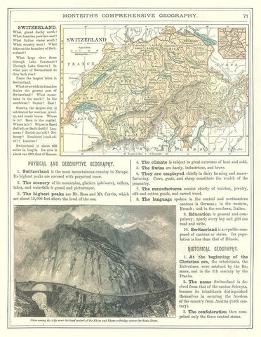 Switzerland - Monteith 1882 White Modern Wood Framed Art Print with Double Matting by Monteith