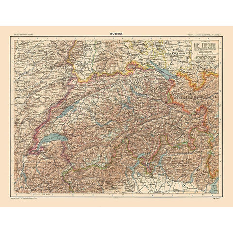 Switzerland - Schrader 1908 Black Modern Wood Framed Art Print with Double Matting by Schrader