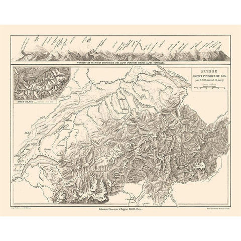 Physical Switzerland - Drioux 1882 Black Modern Wood Framed Art Print with Double Matting by Drioux