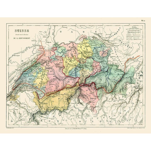 Switzerland - Cortambert 1880 Gold Ornate Wood Framed Art Print with Double Matting by Cortambert