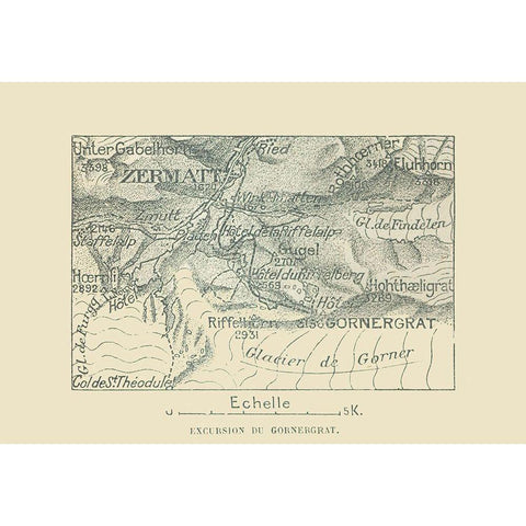 Gornergrat Switzerland - Swiss Guide 1917 Black Modern Wood Framed Art Print by Swiss Guide