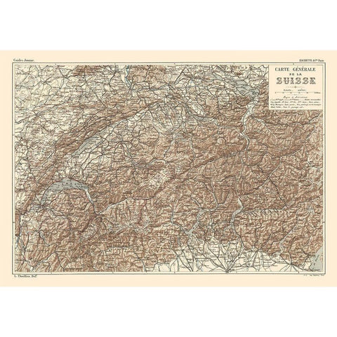 Switzerland - Swiss Guide 1917 White Modern Wood Framed Art Print by Swiss Guide