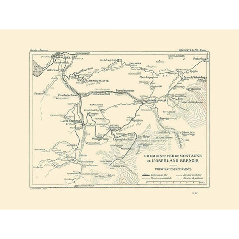 Bernese Highlands Railroads Switzerland White Modern Wood Framed Art Print by Swiss Guide