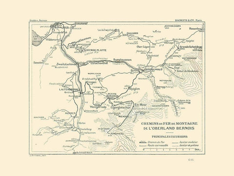 Bernese Highlands Railroads Switzerland Black Ornate Wood Framed Art Print with Double Matting by Swiss Guide