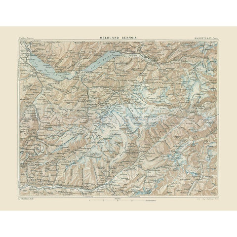 Bernese Highlands Switzerland - Swiss Guide 1917 White Modern Wood Framed Art Print by Swiss Guide
