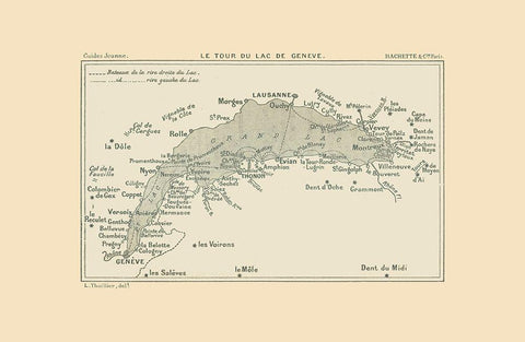 Geneva Lake Tour Switzerland - Swiss Guide 1917 White Modern Wood Framed Art Print with Double Matting by Swiss Guide