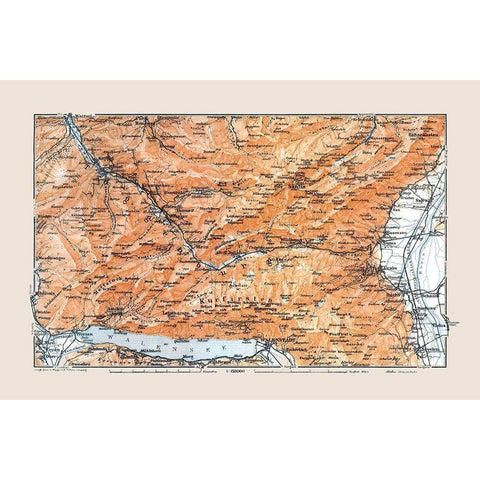 Toggenburg Region Switzerland - Baedeker 1921 White Modern Wood Framed Art Print by Baedeker