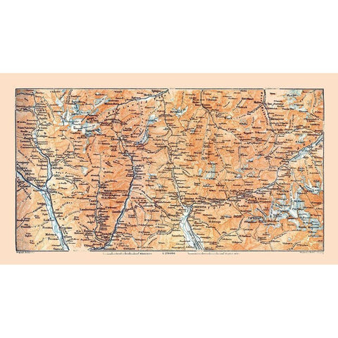 Southeast Switzerland - Baedeker 1921 Gold Ornate Wood Framed Art Print with Double Matting by Baedeker