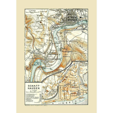 Schaffhausen Switzerland - Baedeker 1921 Black Modern Wood Framed Art Print with Double Matting by Baedeker