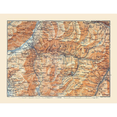 Schanfigg Region Switzerland - Baedeker 1921 White Modern Wood Framed Art Print by Baedeker