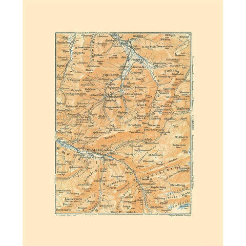 Muotathal Region Switzerland - Baedeker 1921 Gold Ornate Wood Framed Art Print with Double Matting by Baedeker