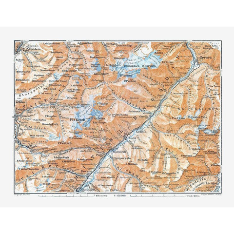 Engadin Region Switzerland - Baedeker 1921 White Modern Wood Framed Art Print by Baedeker