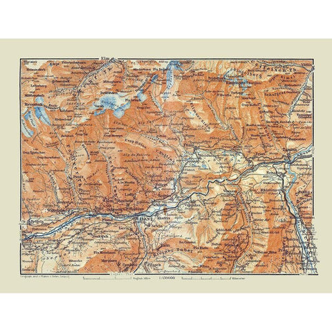 Ilanz Region Switzerland - Baedeker 1921 Black Modern Wood Framed Art Print with Double Matting by Baedeker