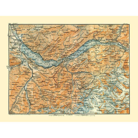 Switzerland - Baedeker 1921 Gold Ornate Wood Framed Art Print with Double Matting by Baedeker