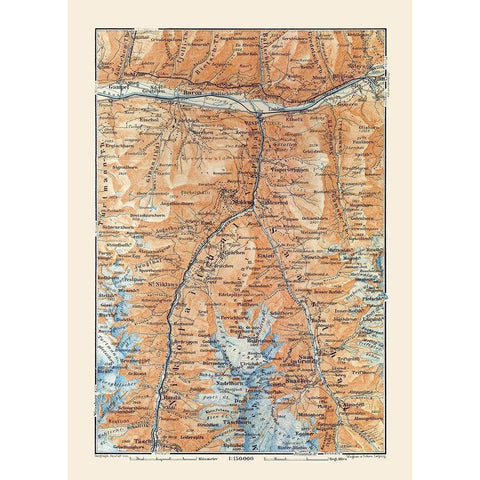 Stalden Region Switzerland - Baedeker 1921 White Modern Wood Framed Art Print by Baedeker