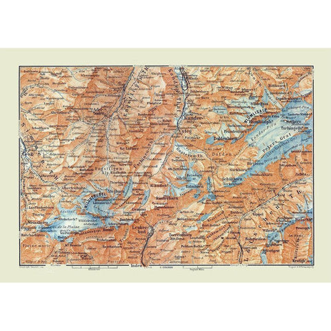 Kandersteg Region Switzerland - Baedeker 1921 Gold Ornate Wood Framed Art Print with Double Matting by Baedeker