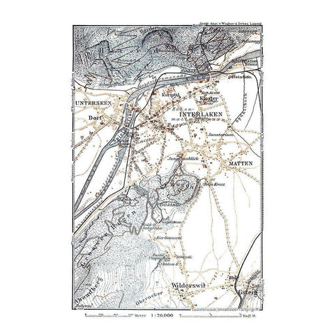 Interlaken Region Switzerland - Baedeker 1921 Black Modern Wood Framed Art Print with Double Matting by Baedeker