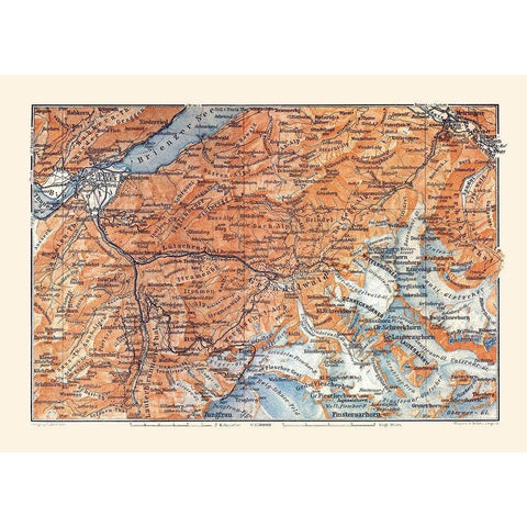 Grindelwald Region Switzerland - Baedeker 1921 White Modern Wood Framed Art Print by Baedeker