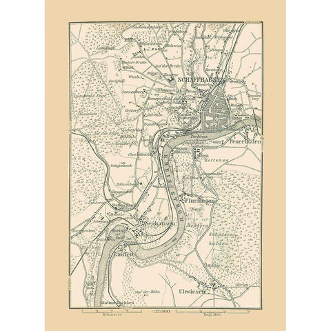 Schaffhausen Switzerland - Baedeker 1896 White Modern Wood Framed Art Print by Baedeker