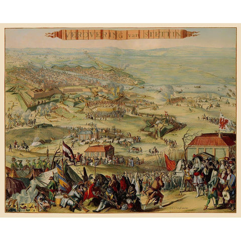 Stettin Conquest Poland - DeHooghe 1675 White Modern Wood Framed Art Print by De Hooghe