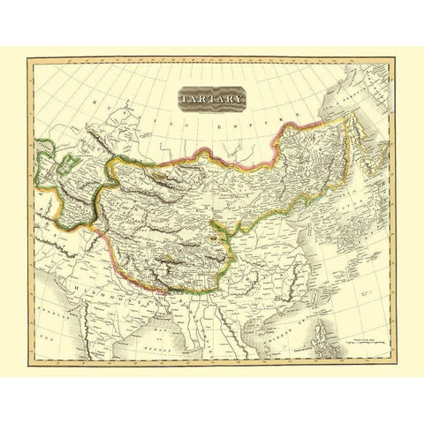 Tartary Region Asia - Thomson 1814 White Modern Wood Framed Art Print by Thomson