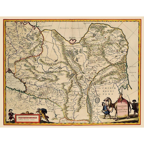 Tartary Region Asia - Blaeu 1630 Black Modern Wood Framed Art Print by Blaeu