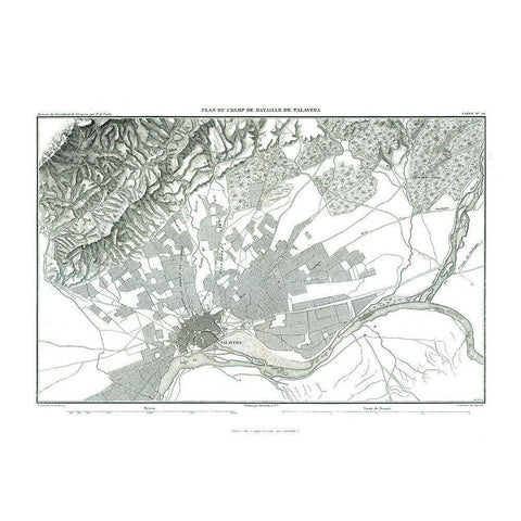 Battle of Talavera, Field Plan - Thiers 1866 White Modern Wood Framed Art Print by Unknown