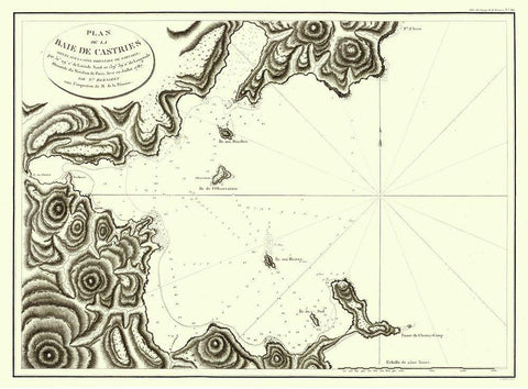 Plan Baie de Castries Russia Asia - Bernizet 1787 Black Ornate Wood Framed Art Print with Double Matting by Bernizet
