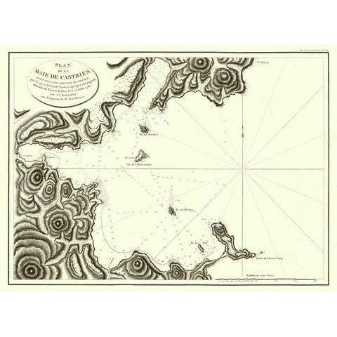 Plan Baie de Castries Russia Asia - Bernizet 1787 Black Modern Wood Framed Art Print by Bernizet