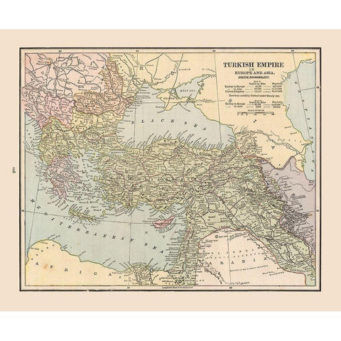 Turkish Empire - Cram 1888 Black Modern Wood Framed Art Print with Double Matting by Cram