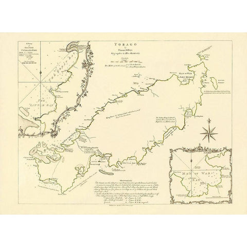 Caribbean Tobago - Jefferys 1765 Black Modern Wood Framed Art Print with Double Matting by Jefferys