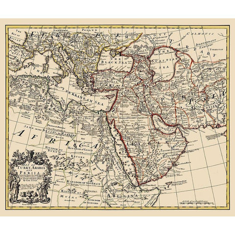 Turkey Arabia Persia - De Lisle 1721 Black Modern Wood Framed Art Print with Double Matting by De L''isle