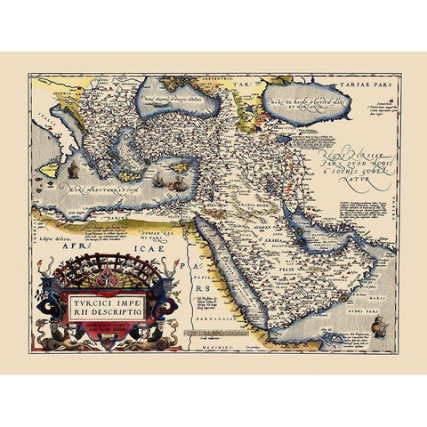 Ottoman Empire - Ortelius 1595 White Modern Wood Framed Art Print by Ortelius