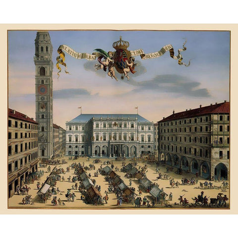 Turin Italy - Blaeu 1682 Black Modern Wood Framed Art Print with Double Matting by Blaeu