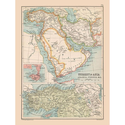 Turkey Arabia Persia - Bartholomew 1892 White Modern Wood Framed Art Print by Bartholomew