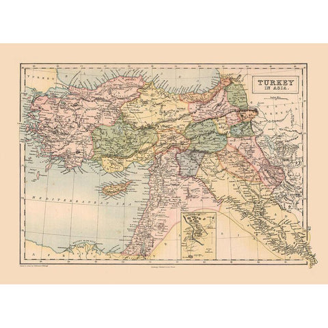 Asia Turkey - Black 1867 White Modern Wood Framed Art Print by Black