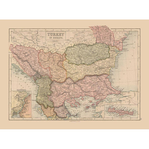 Europe Turkey - Black 1867 White Modern Wood Framed Art Print by Black