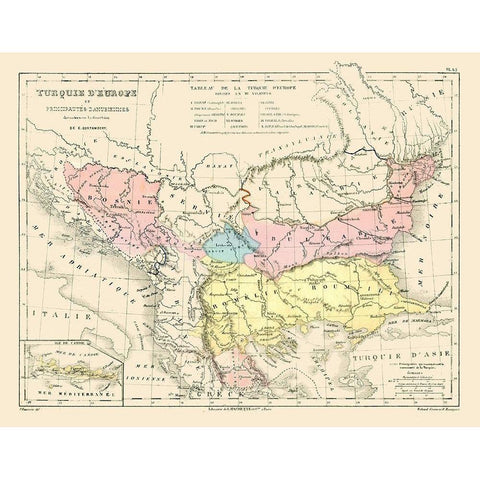Europe Turkey - Cortambert 1880 Black Modern Wood Framed Art Print with Double Matting by Cortambert