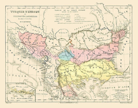 Europe Turkey - Cortambert 1880 White Modern Wood Framed Art Print with Double Matting by Cortambert