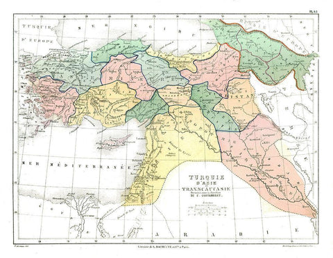 Asia Turkey - Cortambert 1880 White Modern Wood Framed Art Print with Double Matting by Cortambert