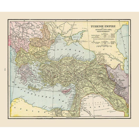 Turkish Empire Middle East - Cram 1892 Black Modern Wood Framed Art Print with Double Matting by Cram