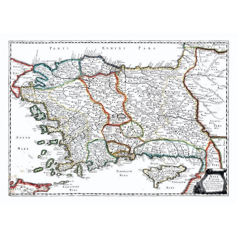 Turkey - Sanson 1641 Black Modern Wood Framed Art Print by Sanson