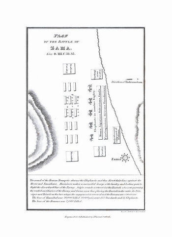 Battle of Zama - Tunisia - Oxford 1828 White Modern Wood Framed Art Print with Double Matting by Unknown