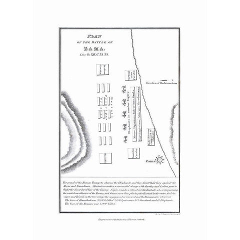 Battle of Zama - Tunisia - Oxford 1828 Black Modern Wood Framed Art Print by Unknown