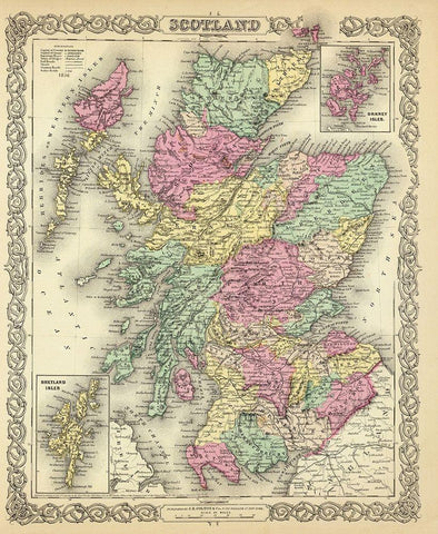 Scotland - Colton 1855 White Modern Wood Framed Art Print with Double Matting by Colton