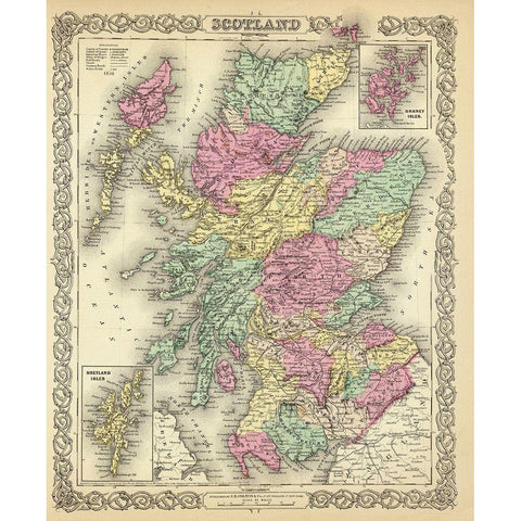 Scotland - Colton 1855 White Modern Wood Framed Art Print by Colton