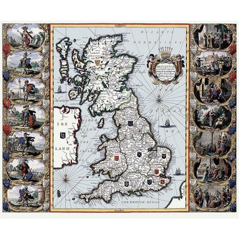 England Scotland Wales - 1645 White Modern Wood Framed Art Print by Unknown