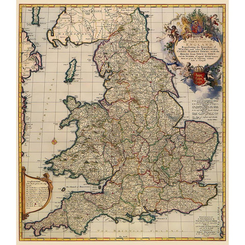 England Wales - Visscher 1690 White Modern Wood Framed Art Print by Visscher